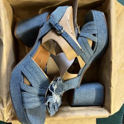 Lucky Brand Denim Blue Chunky Heels