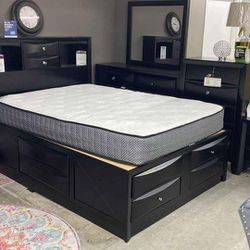 Emily Black Storage Platform Bedroom Set 📌 Next Day Delivery 