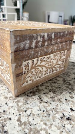 Hand-Carved Wooden Decorative Box