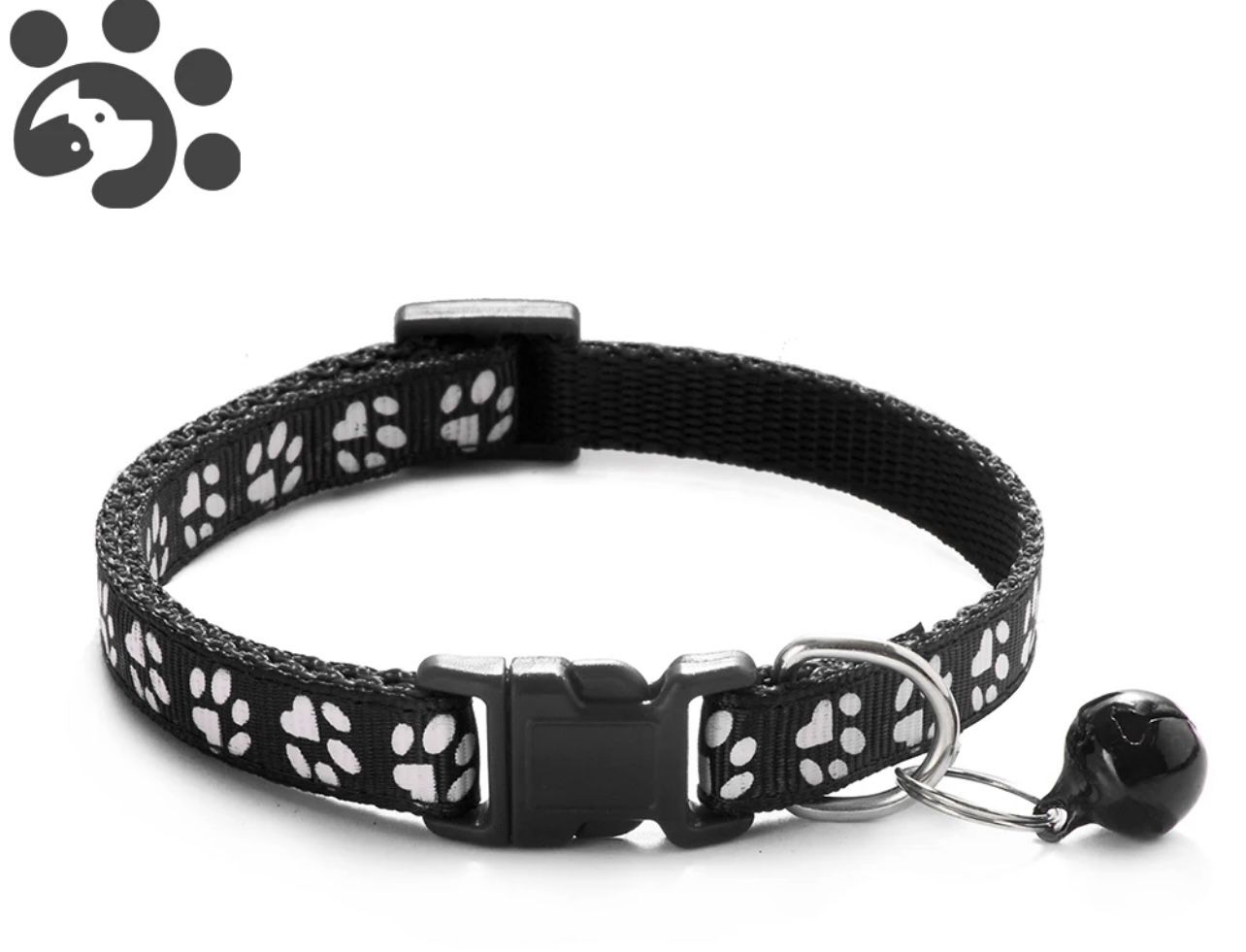 Cat Dog Collar with Bell Adjustable Buckle Basic Collar Durable Nylon Collars.  