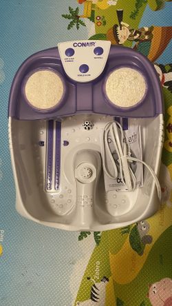 Conair Waterfall Pedicure Foot Spa Bath with Blue LED Lights, Massaging Bubbles and Massage Rollers, Blue/White