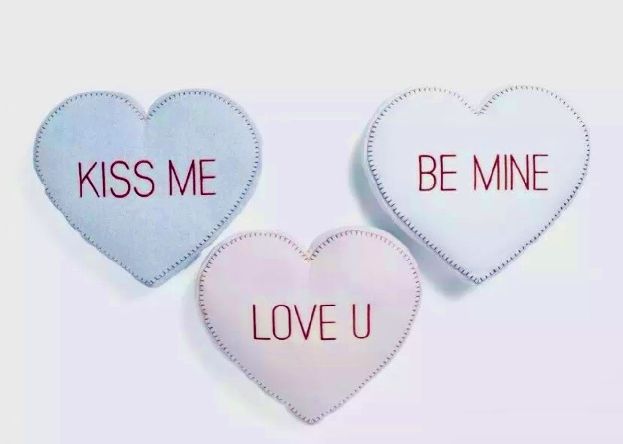 Valentines Day Heart Pillows Set Of 3 Soft Wool