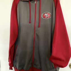 San Francisco 49ers Majestic Men Size XL Full Zip Poly Fleece Raglan Sleeve