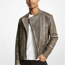 Washed Leather Jacket MENS