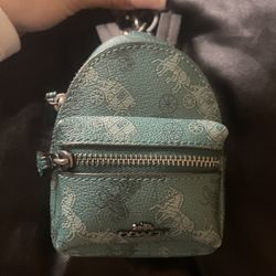 Mini Coach Green Backpack Keychain 