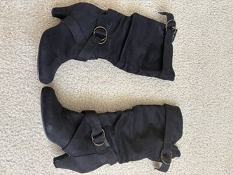 Womens black suede thigh high boots