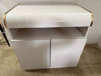 White Cabinet with Gold Corner Accents