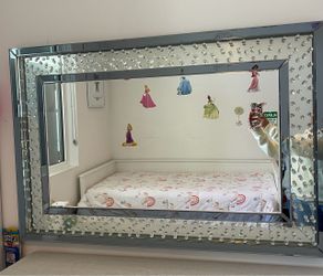 Large Wall Mirror with Crystal Embellishments
