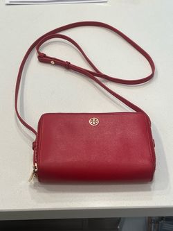 Perfect Tory Burch Red Leather Crossbody Bag w wallet cardholder