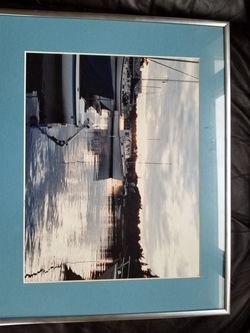 Framed, matted photo of Cohassett Harbor