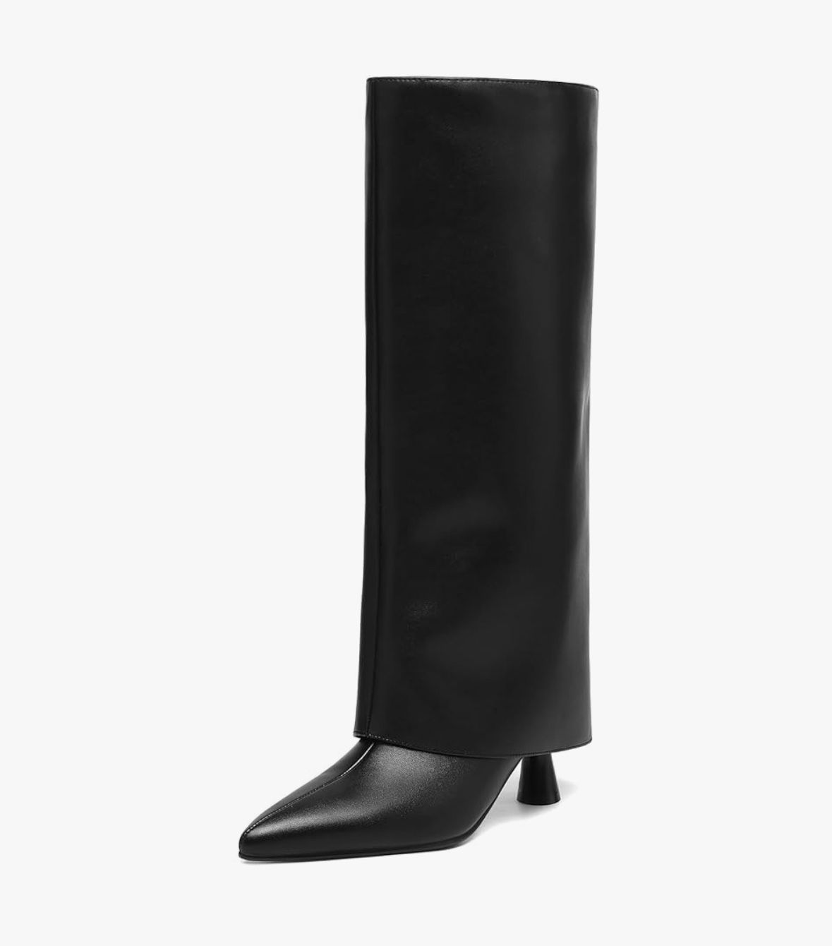 Knee High Black Faux Leather Slouchy Boots