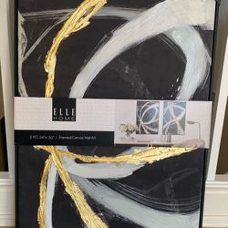 Two Piece Set Of Elle Home 24x36 Framed Canvas Wall Art