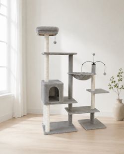 New! 64” Cat Tree Tower with Condo & Hammock