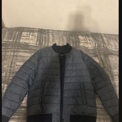 Express Men’s Size L Quilted Blue Bomber Jacket 