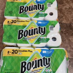 Brand New Packages of Bounty Paper Towels 8 Double Rolls=20 Regular Rolls