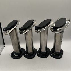 (4x) 30° Gasket Flush Mount Rod Holder with PVC Cap, Stainless Steel