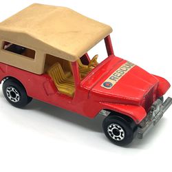 Vtg 1977 Matchbox Superfast Lesney #53 CJ8 Jeep Red Diecast Toy Car W/ Hitch1:64