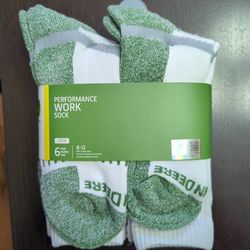 New John Deere Men’s White and Green Work Hiking Socks 6 Pairs Size 8-12 LP83972