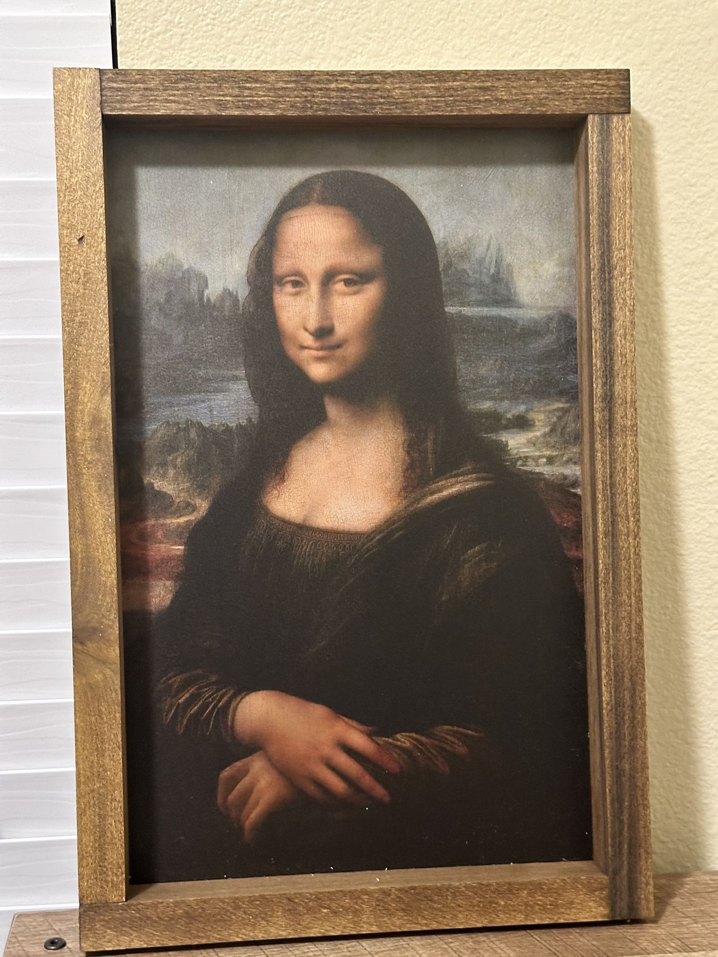 Mona Lisa Replica - Hand Crafted Oil Painting. Custom Wood Frame