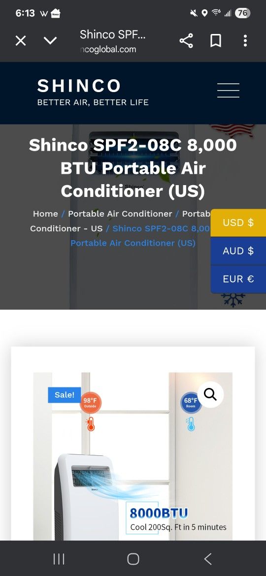 Shinco SPF2-08C Portable AC Not Working