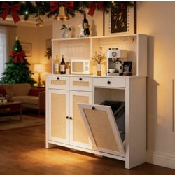 Wine bar cabinet, buffet cabinet, with trash bin cabinet and storage Brand New