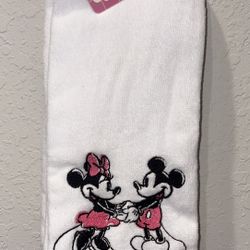 2 New Disney Mickey & Minnie Velour Hand Towels 