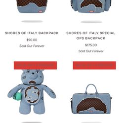 Sprayground Backpack Set:“Shores of Italy” Collection – 5-Piece Set – Rare!