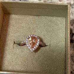 Fashion Jewelry  Citrine Tear Drop Rose Gold Plated Ring