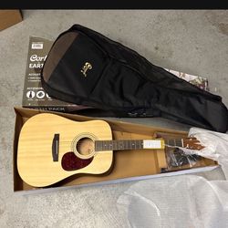 Cort Acoustic Guitar Earth Pack Bundle w/ Cort E300C Tuner, Picks, Straps & Case