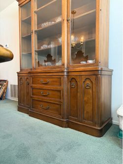 Vintage Wooden China Cabinet Hutch