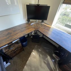 Corner/L-Shape Computer Desk And 2 Drawers With Rollers