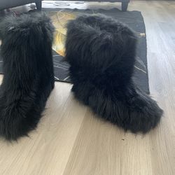 Black Fur Boots Fashion Boots 8.5