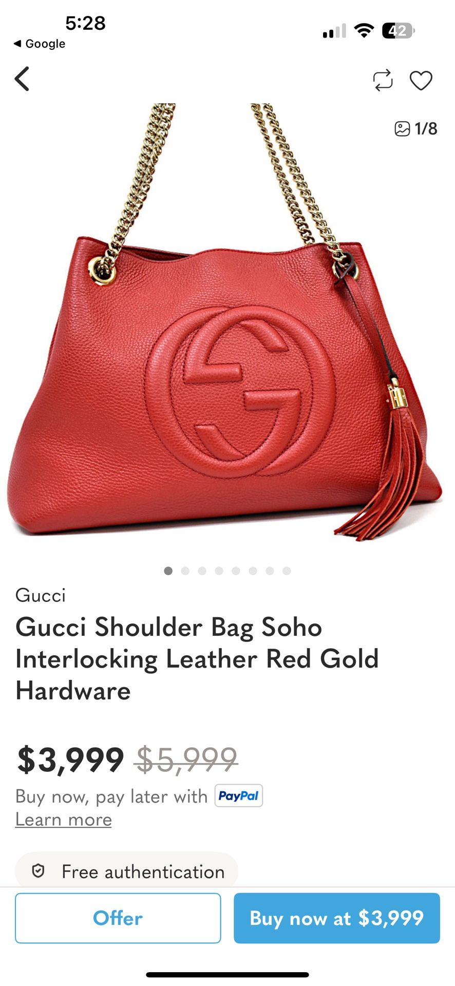 Bolsa Gucci Auténtica Precio Regular 3.995