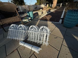 White Decorative Garden Border Fence – 90 Feet Total – 64 Panels + Stakes – $90