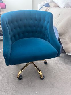 Comfy Teal desk chair Gold legs