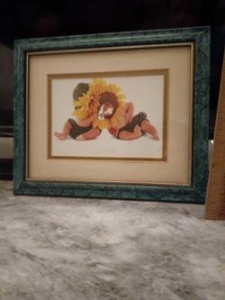 Anne Geddes Framed Baby Sunflower Print