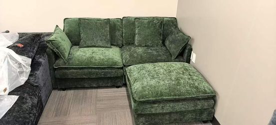 70'Cloud Deep Seat Loveseat Sofa, Upholstered Chenille Modular 2-Seats Sectional Sofa Couch with Movable Ottoman, Modern Comfy Settee Loveseat for Liv