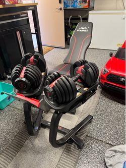 Bowflex adjustable with stand and bench