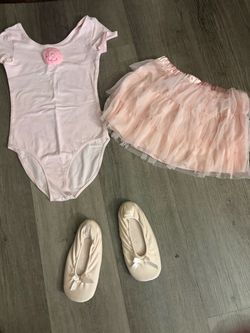 Girls Ballet Set Leotard Tutu Skirt Slippers