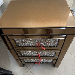 Mirrored Nightstand Rose Gold 