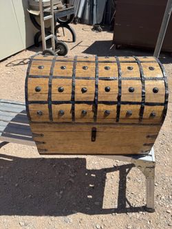 Treasure Chest Keepsake and Decorative Wood Box (XXX-Large 16x11x11) - Storage Box, Wooden Box with Hinged Lid, Rustic Storage, Pirate Storage Box, Vi