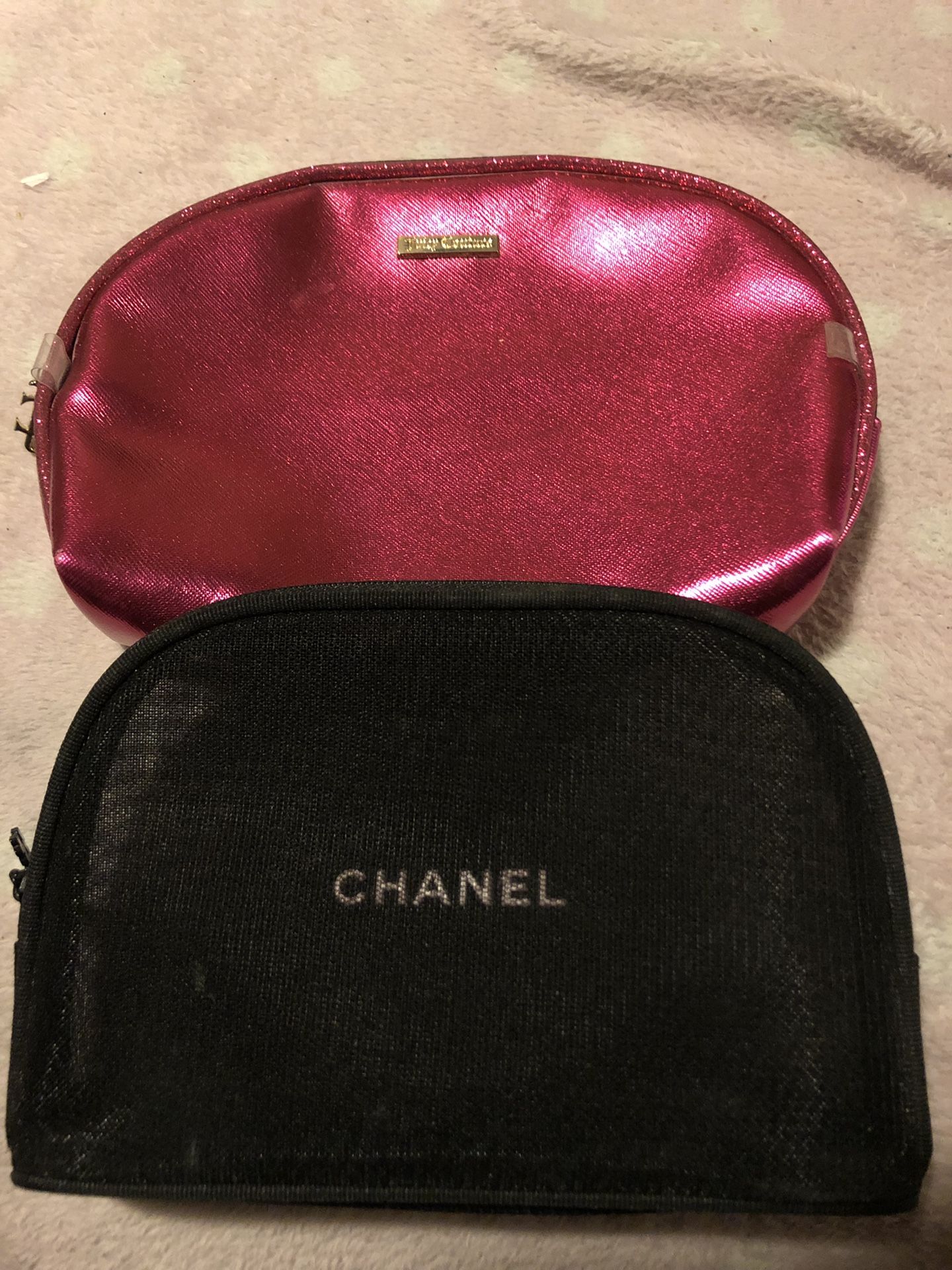 Chanel Mesh snowflake makeup bag$22 , Juicy Couture medium $8