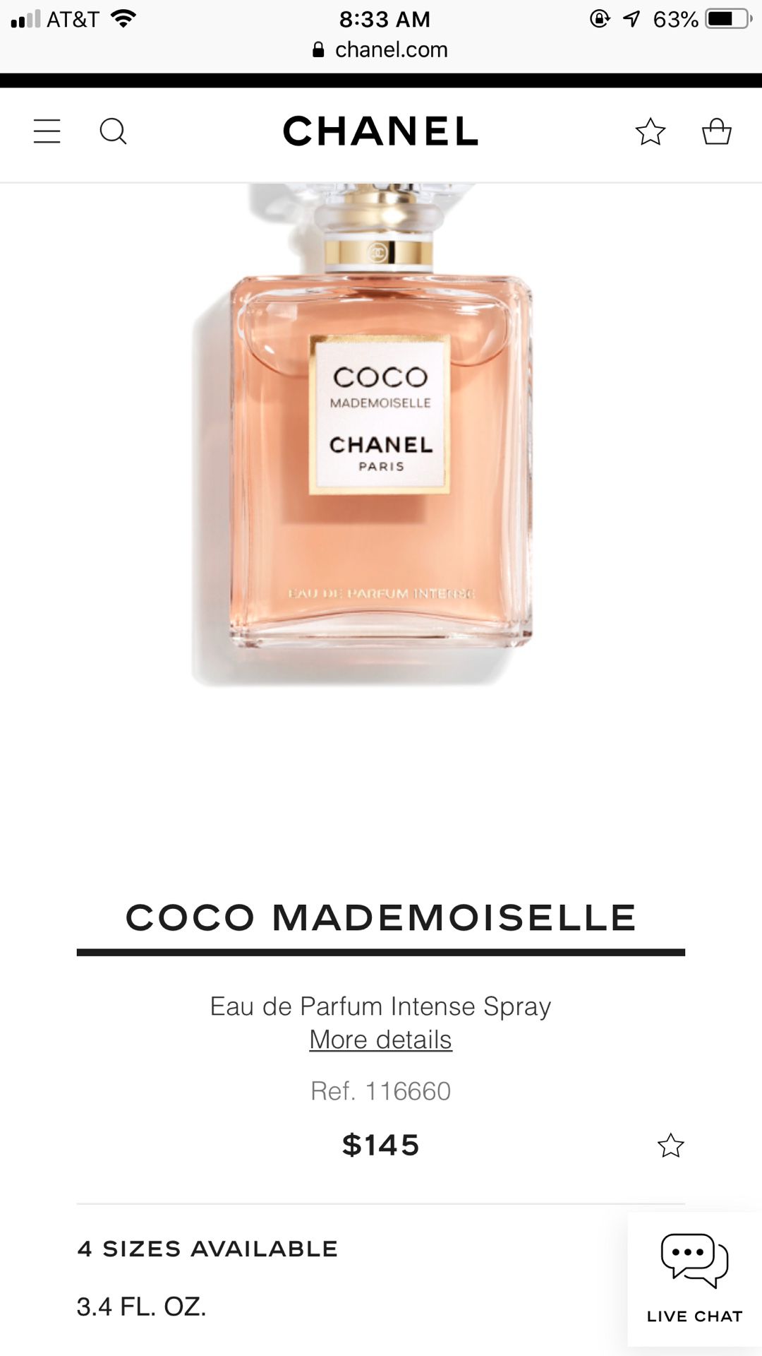 Chanel COCO mademoiselle perfume 3.4 fl oz