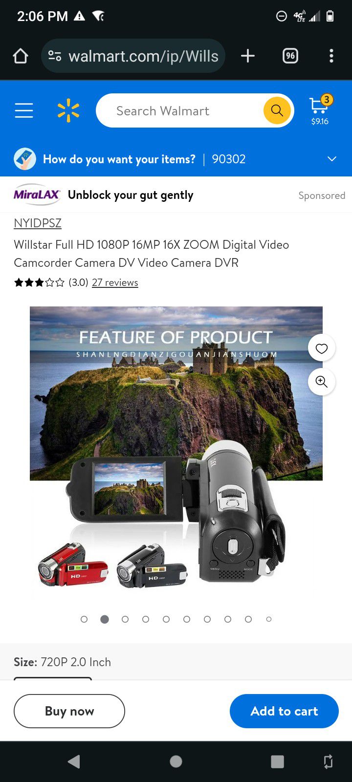 Digital Video Camcorder 2 inch TFT Display 16 Million Pixels Video Camcorder HD Handheld Digital Camera 4X Digital Zoom Camera Black


