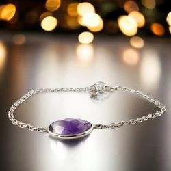 Amethyst Chain Bracelet