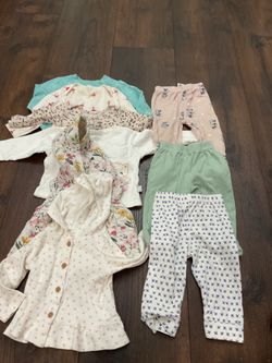 Lot of 9 girls shirts and pants size 6/9 months by old navy #10