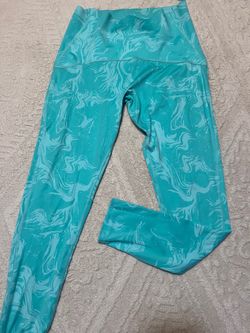 GYMSHARK - Teal Marble Print High-Waist Leggings