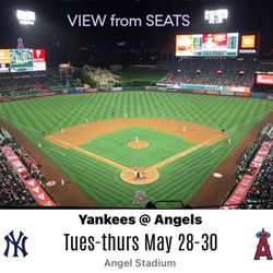 2 LA Angels Baseball + Parking tickets vs NY Yankees May 28, 29, 30 2024