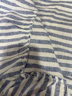 Boao Cotton 52 X 70 Inch Farmhouse Ruffle Tablecloth Blue White Striped