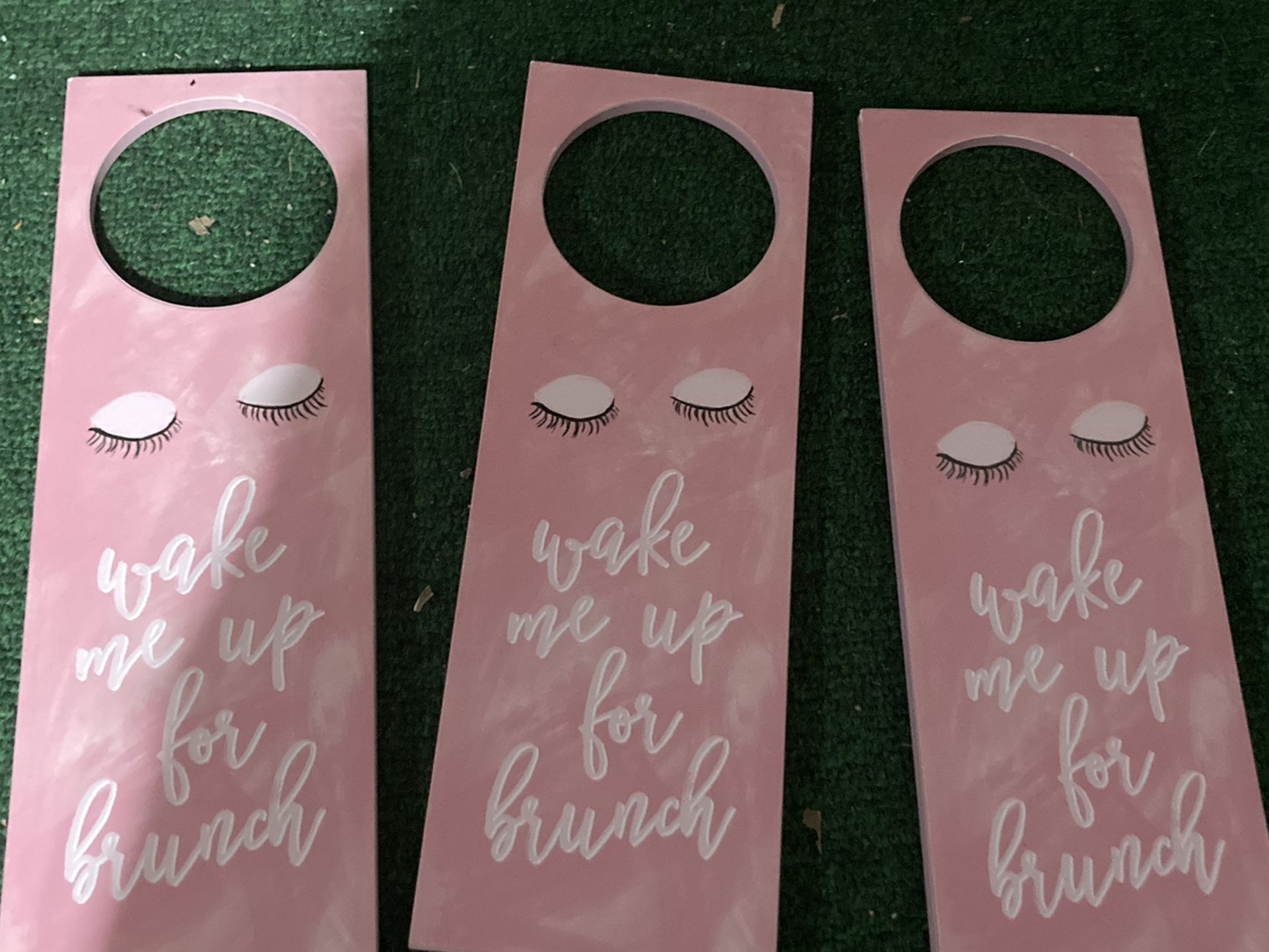Three wake up for brunch door hangers